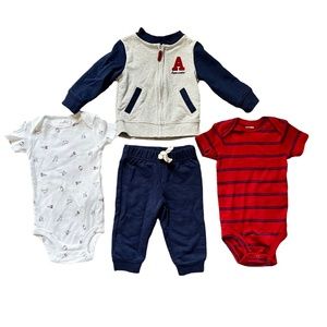 NWOT Carter's 4-Piece Outfit, Size 6 Months, includes Jacket, 2 Onesies & Pants